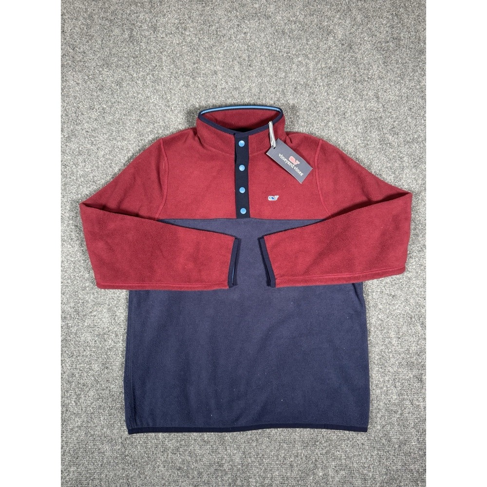 Vineyard Vines Kids Two-Tone Fleece Pullover - Red & Navy